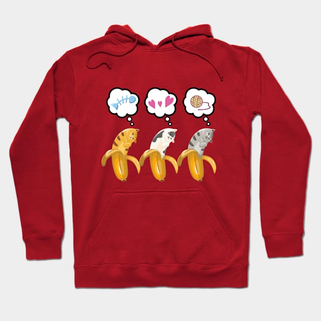 Three Banana Cat Valentine Hoodie by Acho Underpeak